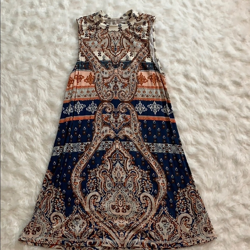 Cotton high neck dress